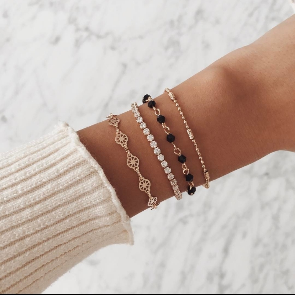 Stargaze Jewelry Crybaby Black Beaded Gold Chain Bracelet Beads Gold-plated